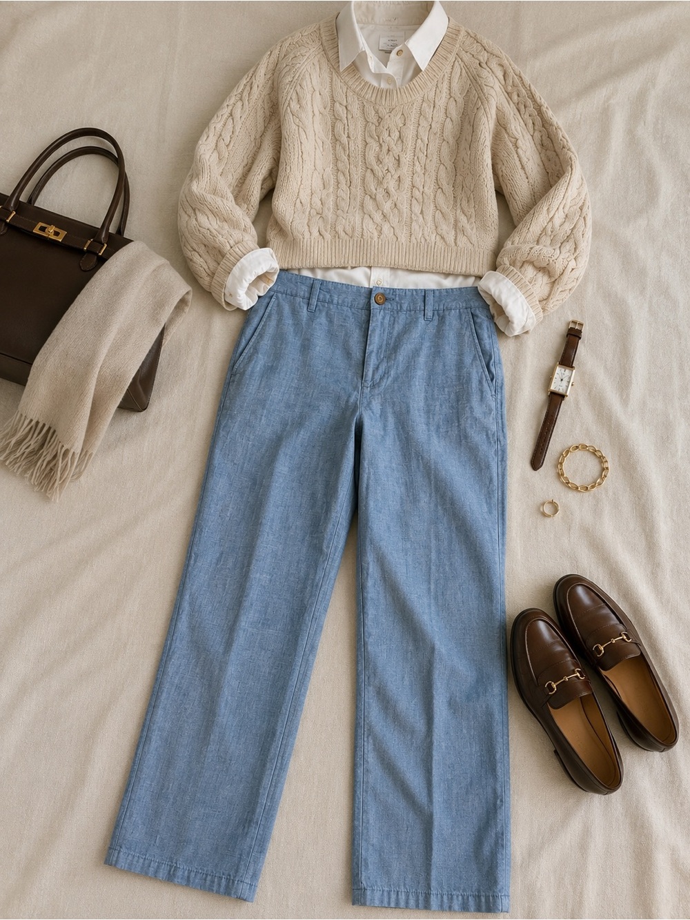 GAP Chambray Girlfriend Khaki Pants